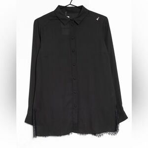 Patrizia Pepe Black Blouse with Lace Detail